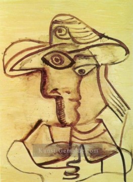 Werke von 350 berühmten Malern Werke - Buste au chapeau 1971 Kubismus Pablo Picasso